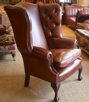 Bespoke Pair of Georgian Leather Wing Chairs